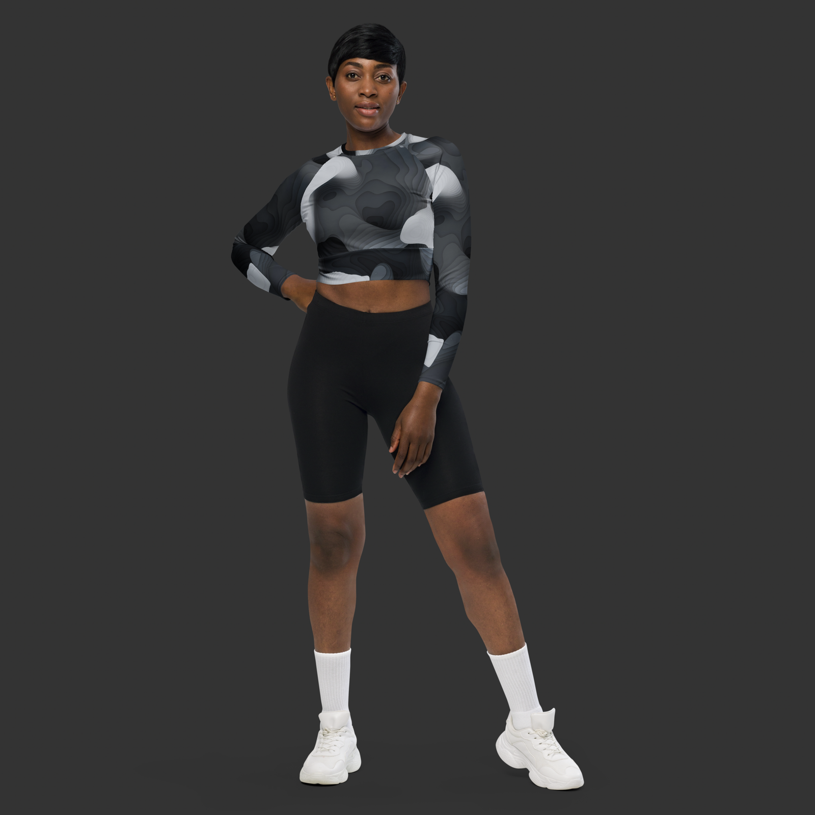 Recycled long-sleeve crop top